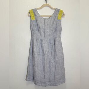 J. Crew - Pinstripe Navy and white linen/cotton blend shift dress - size 4